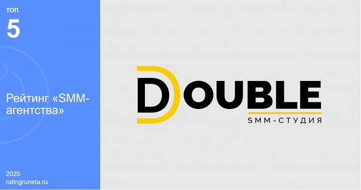 DOUBLE заняло место в топ-5 лучших SMM-агентств России согласно Рейтингу Рунета